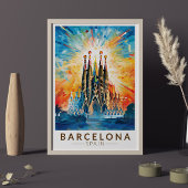 バルセロナスペインラサグラダファミリアトラベルアート ポスター