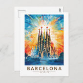 バルセロナスペインラサグラダファミリアトラベルアート ポストカード (正面/裏面)