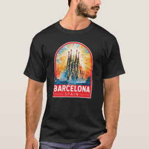 バルセロナスペインラサグラダファミリアトラベルアート Tシャツ
