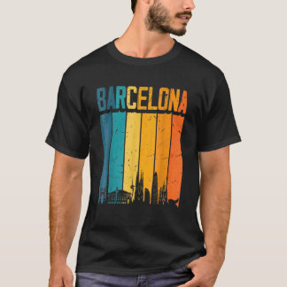 バルセロナスペインレトロヴィンテージサンセットスカイラインバーチェ Tシャツ