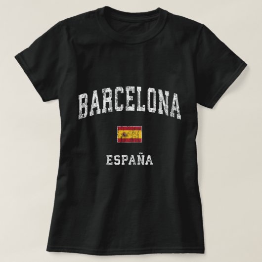 バルセロナスペインヴィンテージアスレティックスポーツデザインプル Tシャツ (デザイン正面)