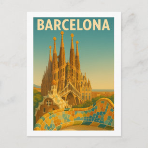 バルセロナスペインヴィンテージ旅行はがき ポストカード