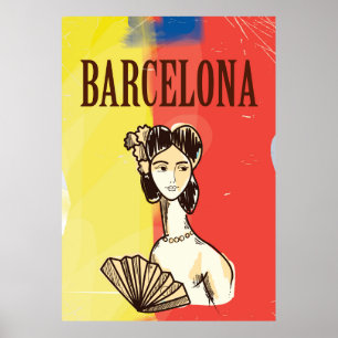 バルセロナスペインヴィンテージ旅行ポスター ポスター