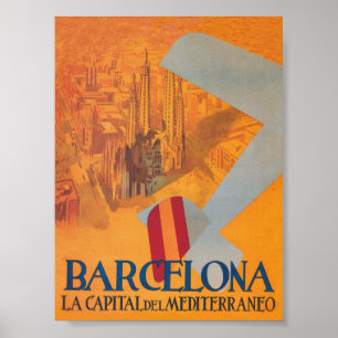 バルセロナスペインヴィンテージ旅行ポスター ポスター