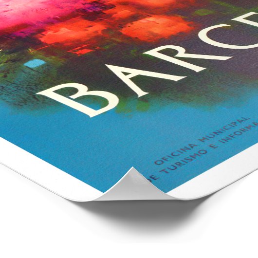 バルセロナスペインヴィンテージ旅行 ポスター (角)