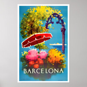 バルセロナスペインヴィンテージ旅行 ポスター