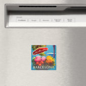 バルセロナスペインヴィンテージ旅行 マグネット (インサイチュ (食洗機))