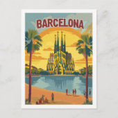 バルセロナスペインヴィンテージ有名トラベルプレイス ポストカード (正面)