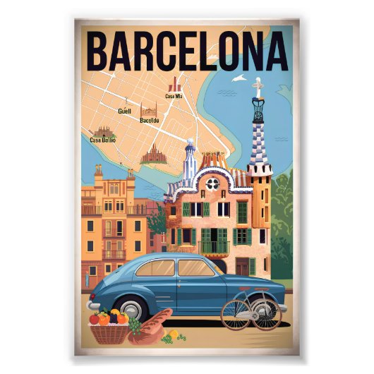 バルセロナスペインヴィンテージ フォトプリント            (正面)