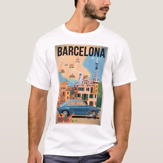 バルセロナスペインヴィンテージ Tシャツ (正面)