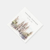 バルセロナスペイン大聖堂ウォーター結婚カラー スタンダードカクテルナプキン (角)