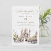 バルセロナスペイン大聖堂ウォーター結婚カラー セーブザデート (スタンド正面)