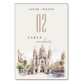 バルセロナスペイン大聖堂ウォーター結婚カラー テーブルナンバー (裏面)