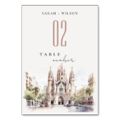 バルセロナスペイン大聖堂ウォーター結婚カラー テーブルナンバー (正面)