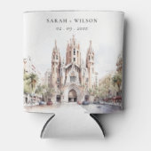 バルセロナスペイン大聖堂ウォーター結婚カラー 缶クーラー (正面)
