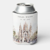 バルセロナスペイン大聖堂ウォーター結婚カラー 缶クーラー (缶裏面)