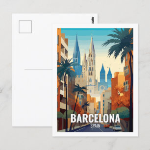 バルセロナスペイン有名な旅行の場所 ポストカード