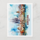 バルセロナスペイン有名な旅行プレイスウォーターカラー ポストカード (正面)