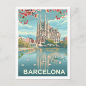 バルセロナスペイン有名ヴィンテージトラベルプレイス ポストカード (正面)