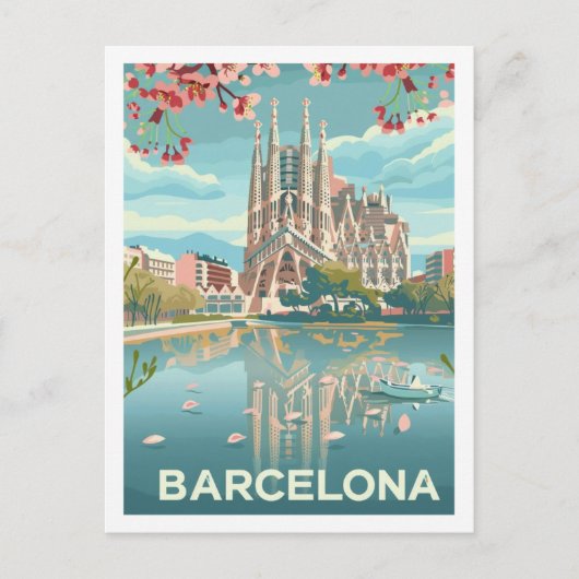 バルセロナスペイン有名ヴィンテージトラベルプレイス ポストカード (正面)