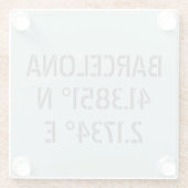 バルセロナスペイン緯度と経度 ガラスコースター (裏面)