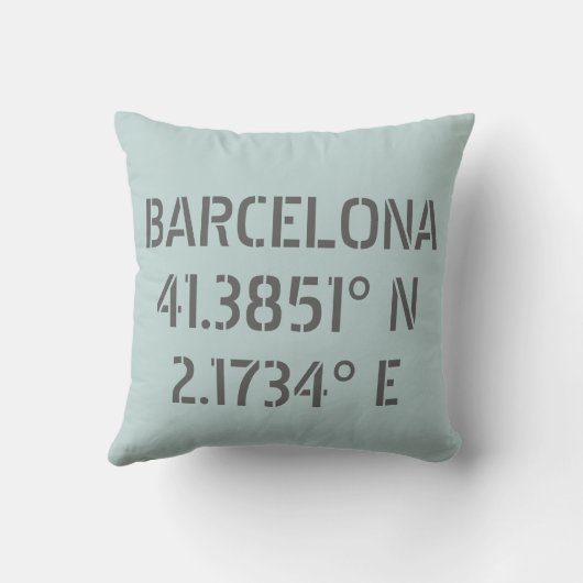 バルセロナスペイン緯度と経度 クッション (裏面)