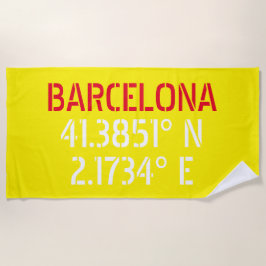 バルセロナスペイン緯度と経度 ビーチタオル