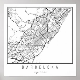 バルセロナスペイン通りの地図 ポスター