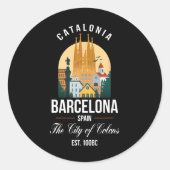 バルセロナスペインSkylineお土産ファミリーバケーション ラウンドシール (正面)