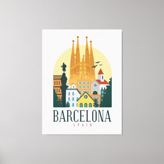 バルセロナスペインSkyline Stretted Canvas Print キャンバスプリント (正面)