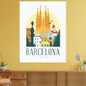 バルセロナスペインSkyline Stretted Canvas Print キャンバスプリント (インサイチュ (リビング))