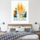 バルセロナスペインSkyline Stretted Canvas Print キャンバスプリント (インサイチュ (寝室))