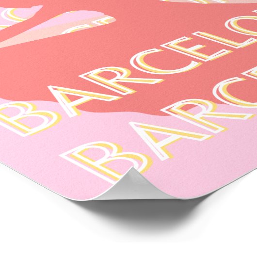 バルセロナトラベルアートピンクパステル ポスター (角)