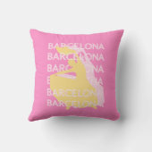 バルセロナトラベルアート，スペイン，トラベルアート，ピンク クッション (裏面)