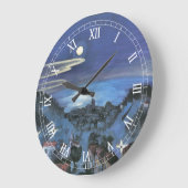 バルセロナビューオブシティアットナイトバイウォルター・グラマット ラージ壁時計 (傾斜)