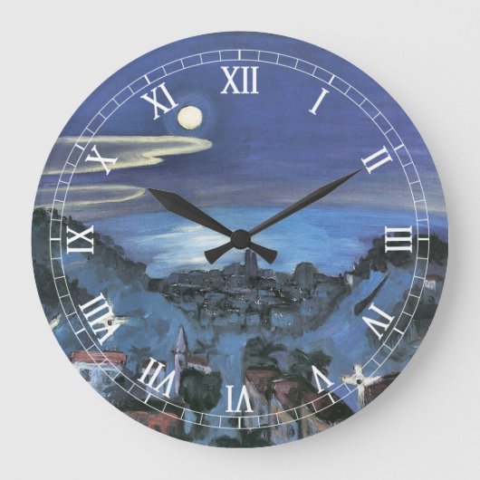 バルセロナビューオブシティアットナイトバイウォルター・グラマット ラージ壁時計 (正面)