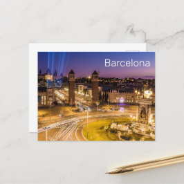 バルセロナプラザデエスパーナカタロニアスペインサンセット シーズンポストカード