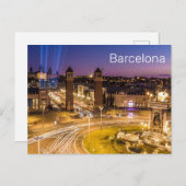 バルセロナプラザデエスパーナカタロニアスペインサンセット シーズンポストカード (正面/裏面)