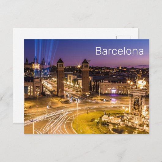 バルセロナプラザデエスパーナカタロニアスペインサンセット シーズンポストカード (正面/裏面)