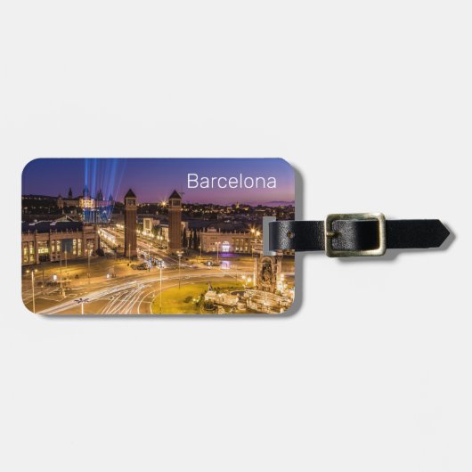 バルセロナプラザデエスパーナカタロニアスペインサンセット ラゲッジタグ (正面横)