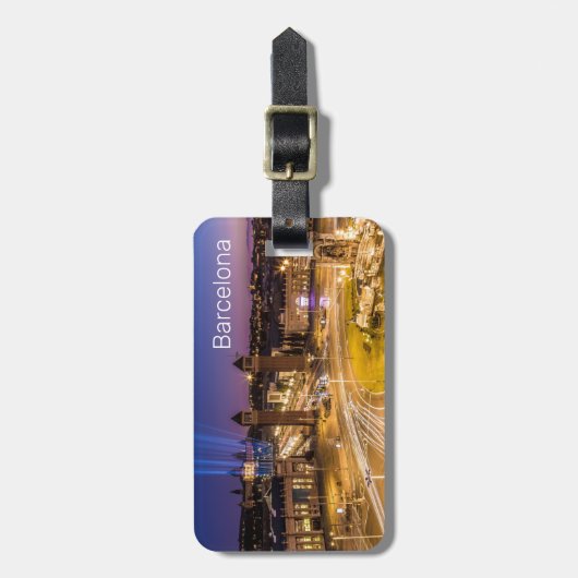 バルセロナプラザデエスパーナカタロニアスペインサンセット ラゲッジタグ (正面縦)