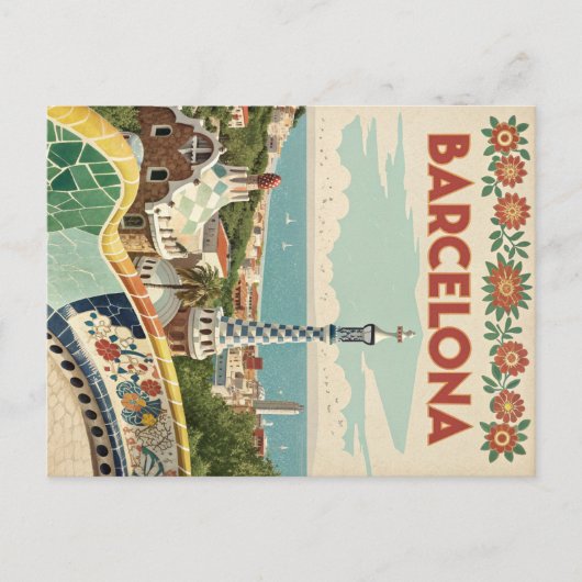 バルセロナモザイクビューウィズガウディスタイル ポストカード (正面)