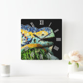 バルセロナリザードクロック、アート、パークグエル、カタロニア スクエア壁時計 (ホーム)