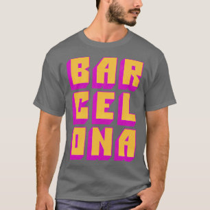 バルセロナレトロスタイルタイポグラフィデザイン Tシャツ