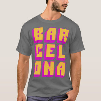 バルセロナレトロスタイルタイポグラフィデザイン Tシャツ