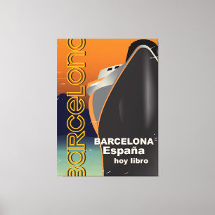 バルセロナヴィンテージクルーズライナー旅行ポスター キャンバスプリント
