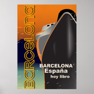 バルセロナヴィンテージクルーズライナー旅行ポスター ポスター