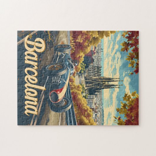 バルセロナヴィンテージレーシングカー ジグソーパズル (横)