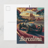 バルセロナヴィンテージレーシングカー ポストカード (正面/裏面)