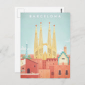 バルセロナヴィンテージ旅行ポスター – アートポストカード ポストカード (正面/裏面)